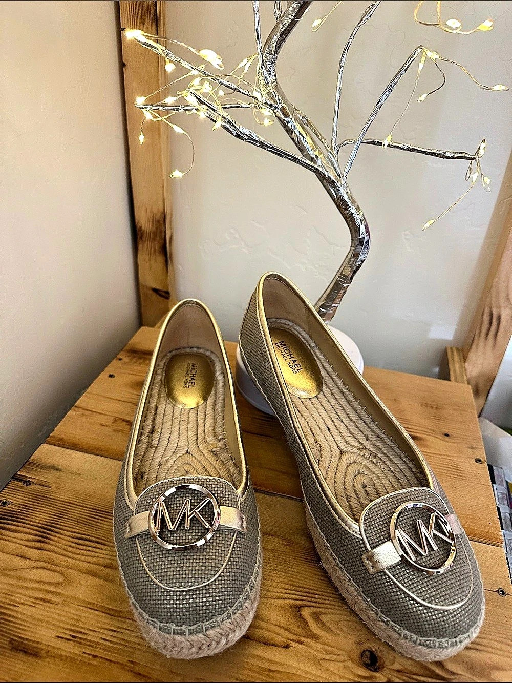 Michael Kors Hastings Metallic Canvas Espadrille Brown & Gold